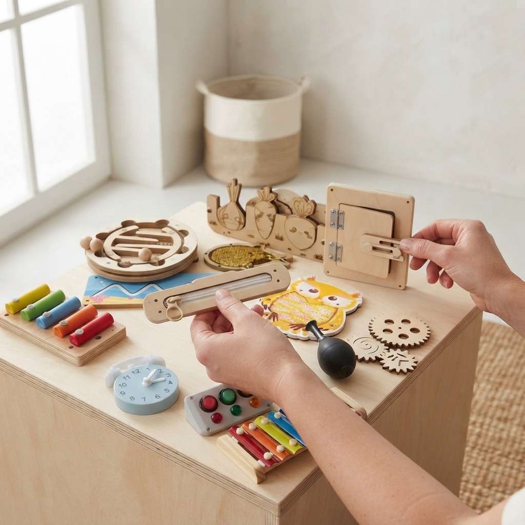 Kids Education Usa - Tablica Manipulacyjna Dinozaur Drewniane Akcesoria DIY