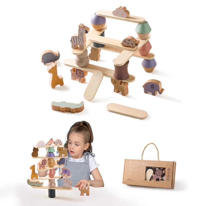 Kids Education Usa - Dziecko zabawka Montessori dziecko drewniane zwierzęta