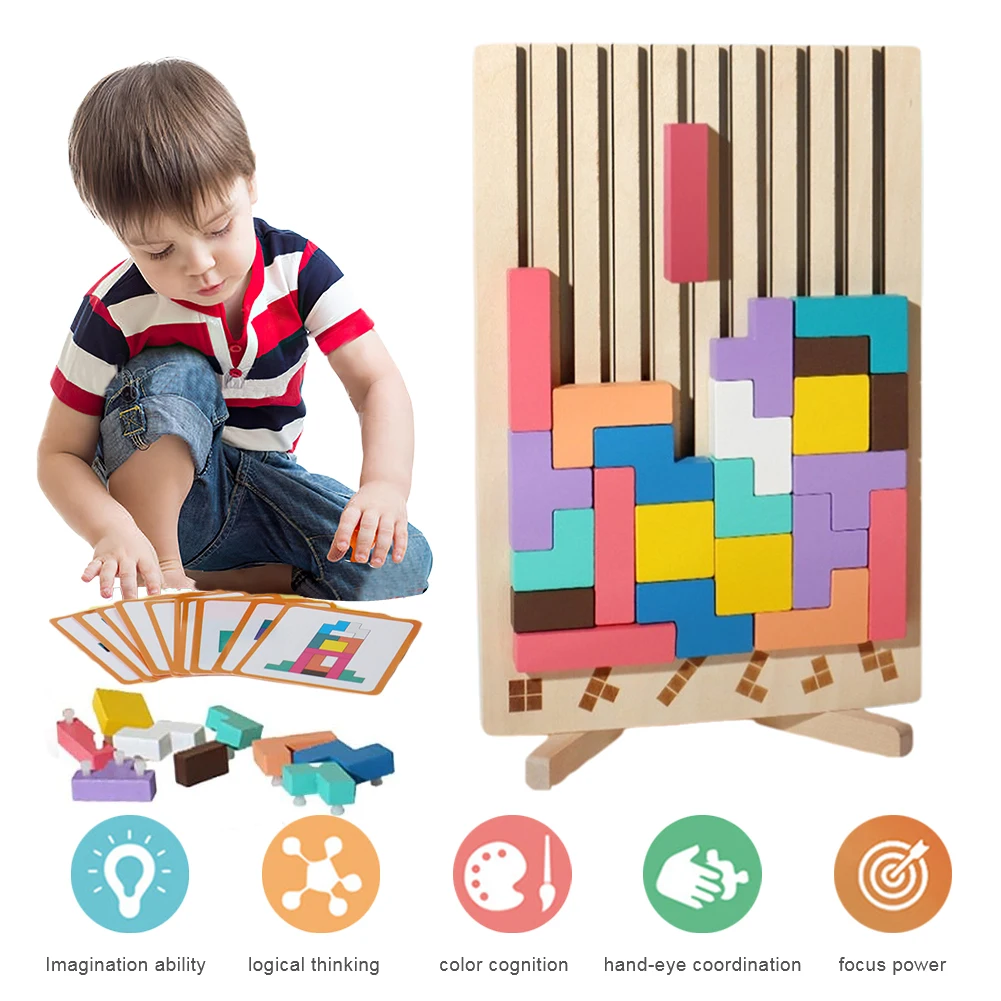Drewniane puzzle 3D Tetris - z – Kids Education Level recenzja i cena